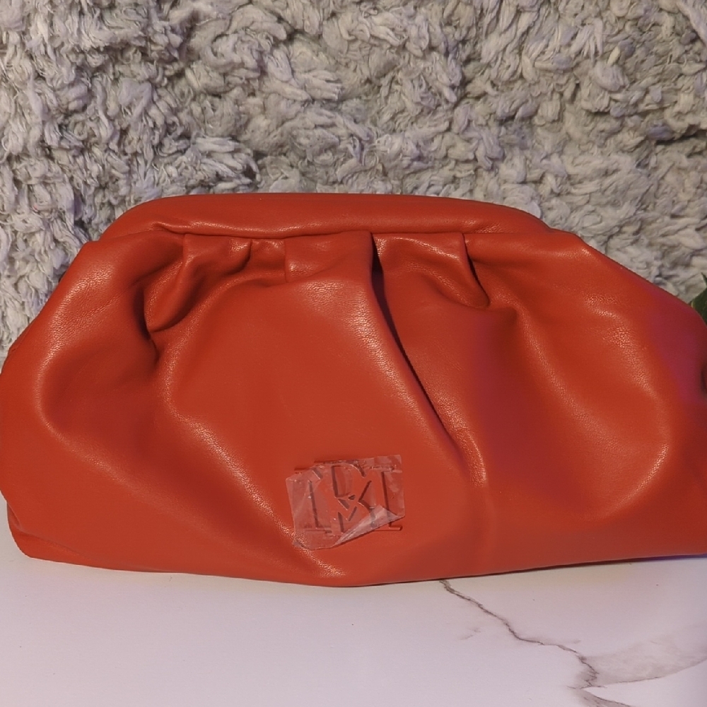 Badgley Mischka Red Crossbody  Dumpling Bag with Gathered Pleats